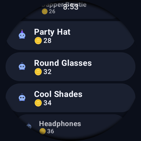The shop — cosmetics you can buy with earned coins