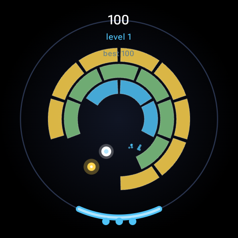 Brick Breaker gameplay — concentric brick rings with paddle and ball