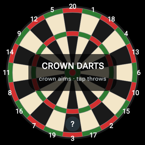 The full dartboard, ready to aim