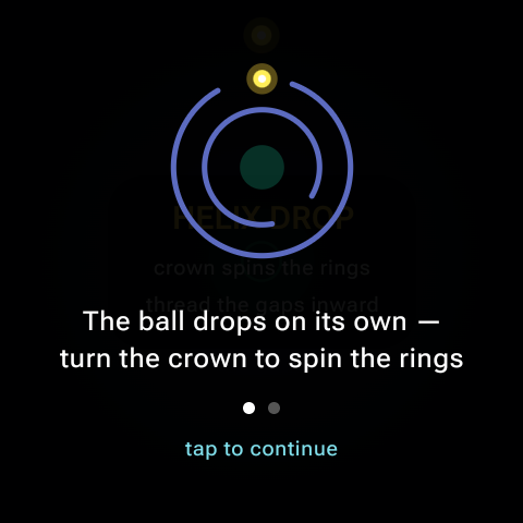 How to play — spin the crown to thread the gaps