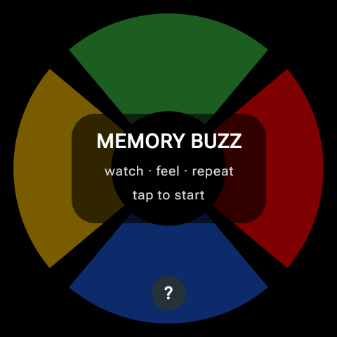 Memory Buzz — four coloured quadrants around the title