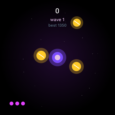 Freeze power-up active, enemies suspended
