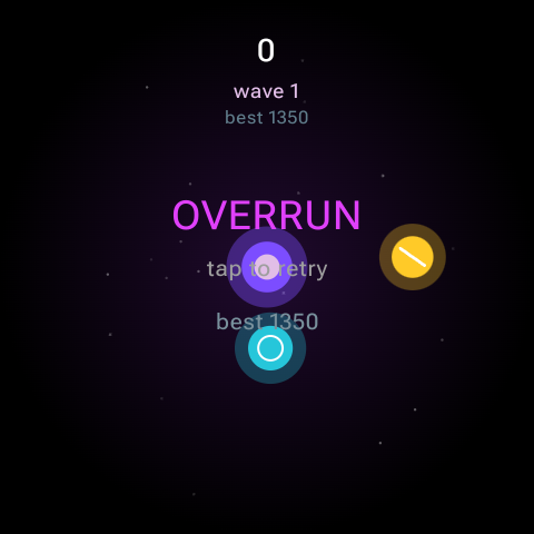 Game over screen with wave reached and high score