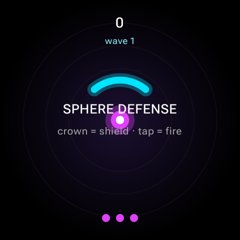 Sphere Defense gameplay — shield arc rotated around the core