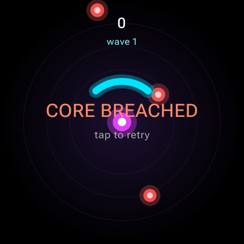 Game over screen with high score and wave reached